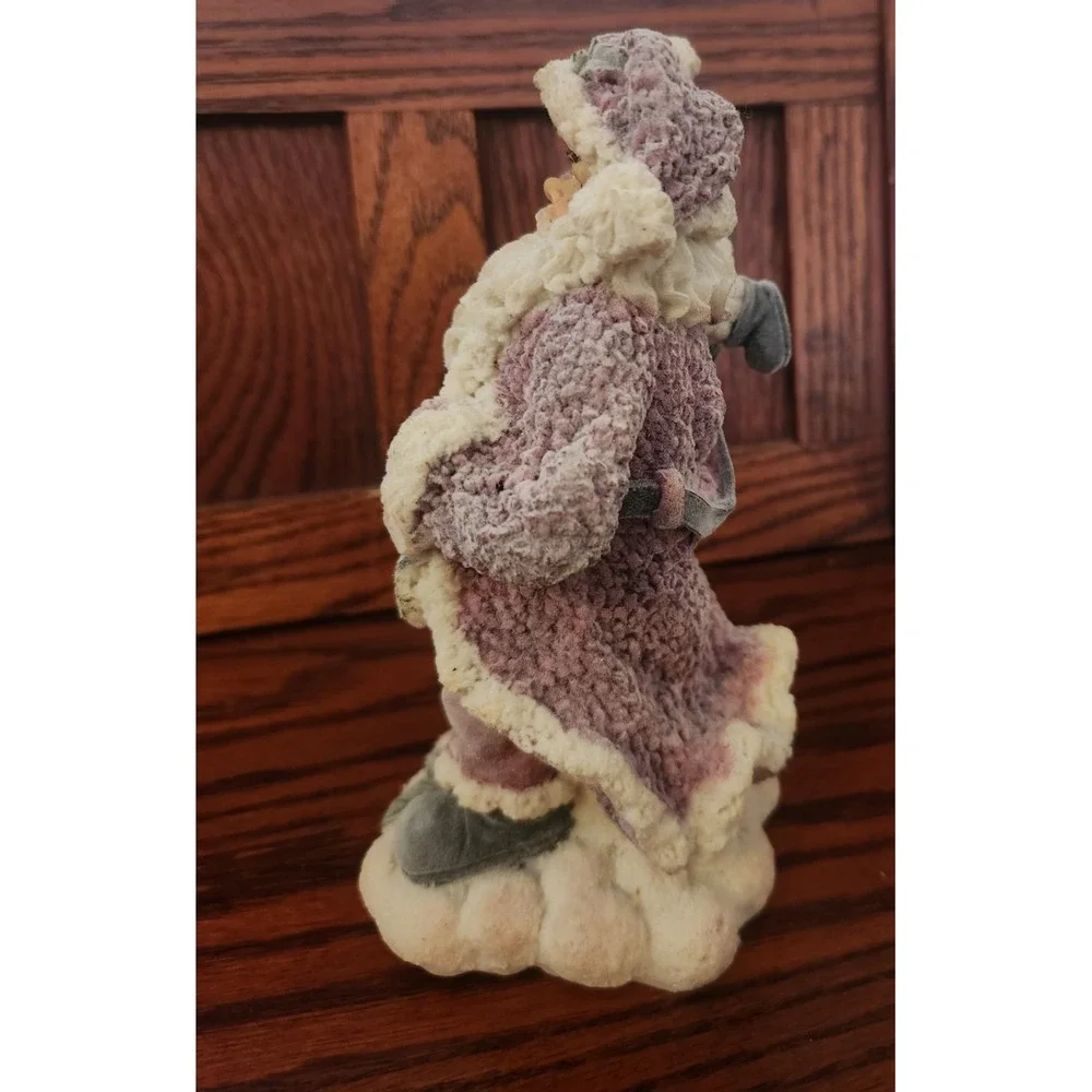 Vintage Velvet Touch Santa Claus with small‎ snow child holding a lantern.